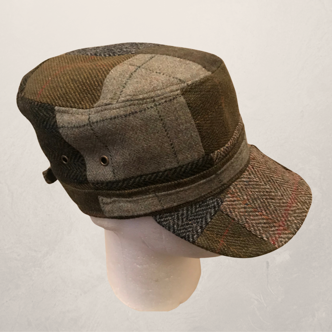 Showerproof Patchwork Tweed Cadet Cap Made in UK - Free Life's Love