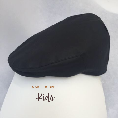 Kids Waterproof Flat Cap with elasticated back Made in UK MIJORI Creative