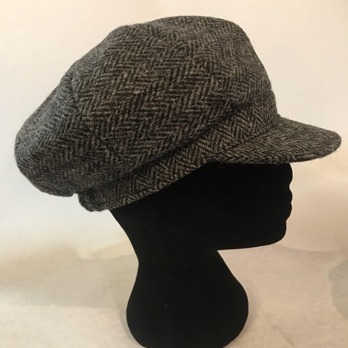 Ladies Harris Tweed Grey Black Baker Boy Rain Hat Made in UK - Free Life's Love